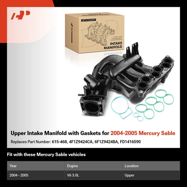 Upper Intake Manifold with Gaskets for 2004-2005 Mercury Sable