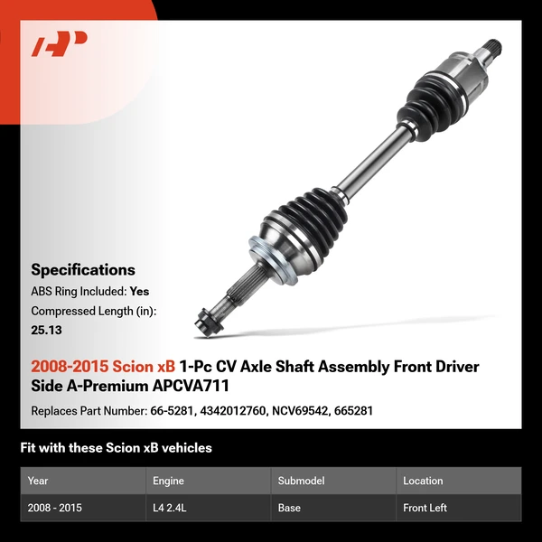 2008-2015 Scion xB 1-Pc CV Axle Shaft Assembly Front Driver Side A-Premium APCVA711