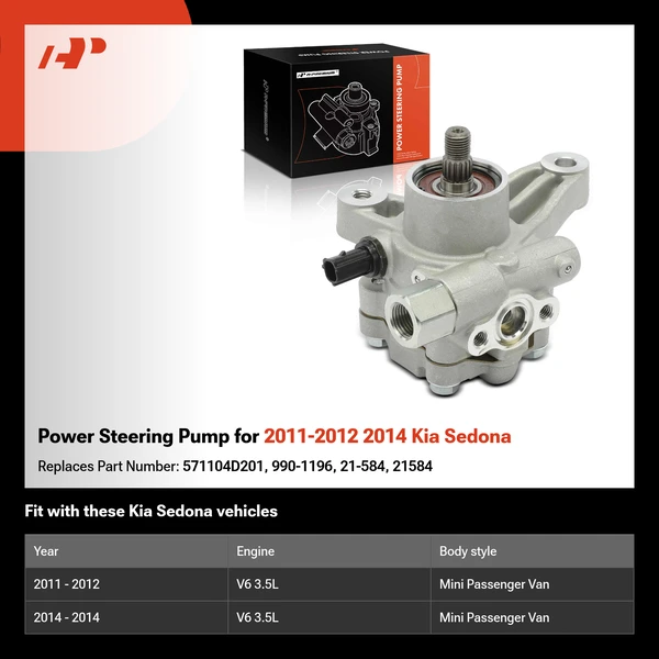 Power Steering Pump for 2011-2012 2014 Kia Sedona