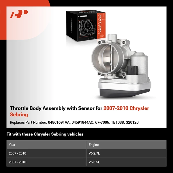 Throttle Body Assembly with Sensor for 2007-2010 Chrysler Sebring