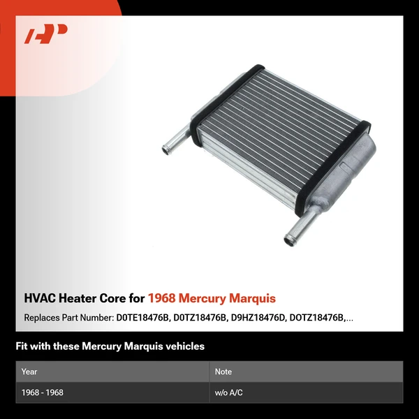 HVAC Heater Core for 1968 Mercury Marquis
