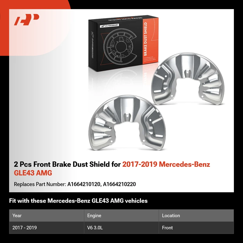 2 Pcs Front Brake Dust Shield for 2017-2019 Mercedes-Benz GLE43 AMG