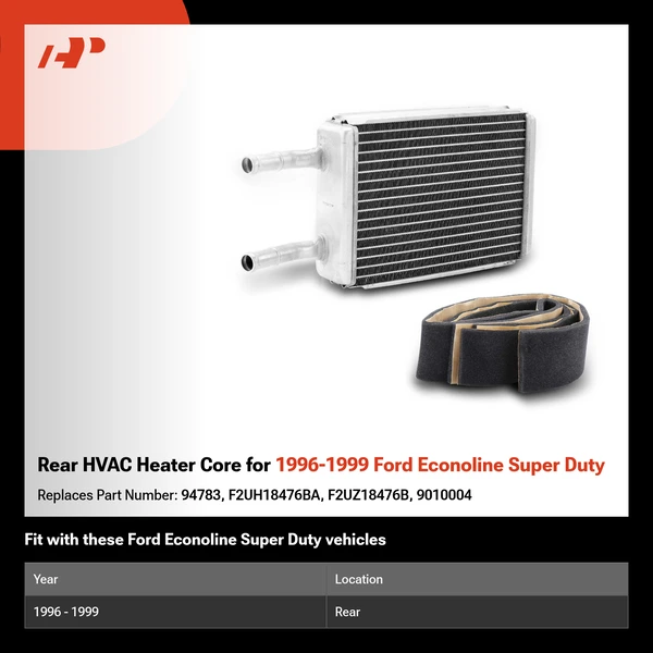 Rear HVAC Heater Core for 1996-1999 Ford Econoline Super Duty