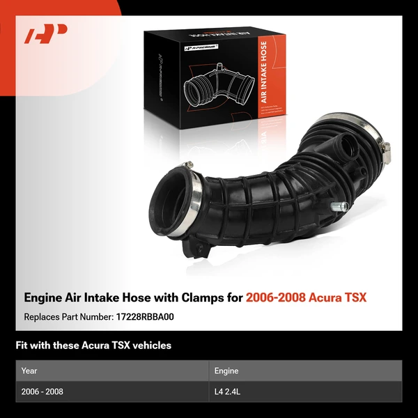 Engine Air Intake Hose with Clamps for 2006-2008 Acura TSX