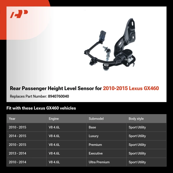 Rear Passenger Height Level Sensor for 2010-2015 Lexus GX460