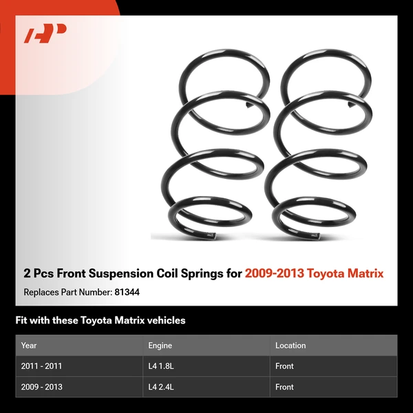 2 Pcs Front Suspension Coil Springs for 2009-2013 Toyota Matrix