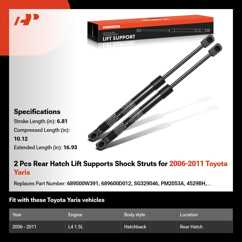 2 Pcs Rear Hatch Lift Supports Shock Struts for 2006-2011 Toyota Yaris