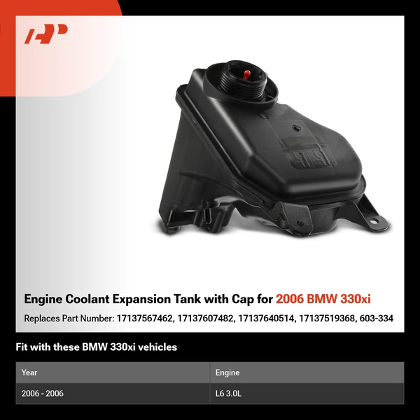 Engine Coolant Expansion Tank with Cap for 2006 BMW 330xi