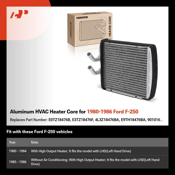 Aluminum HVAC Heater Core for 1980-1986 Ford F-250