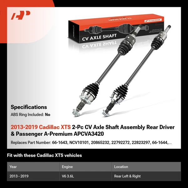 2013-2019 Cadillac XTS 2-Pc CV Axle Shaft Assembly Rear Driver & Passenger A-Premium APCVA3420