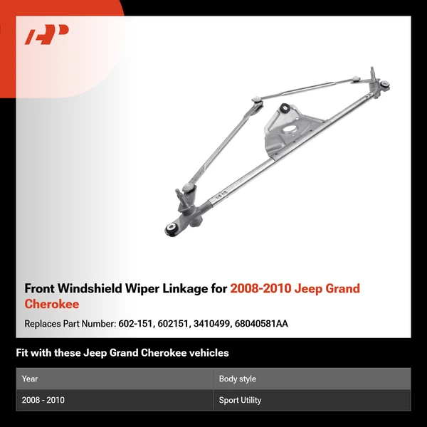 Front Windshield Wiper Linkage for 2008-2010 Jeep Grand Cherokee