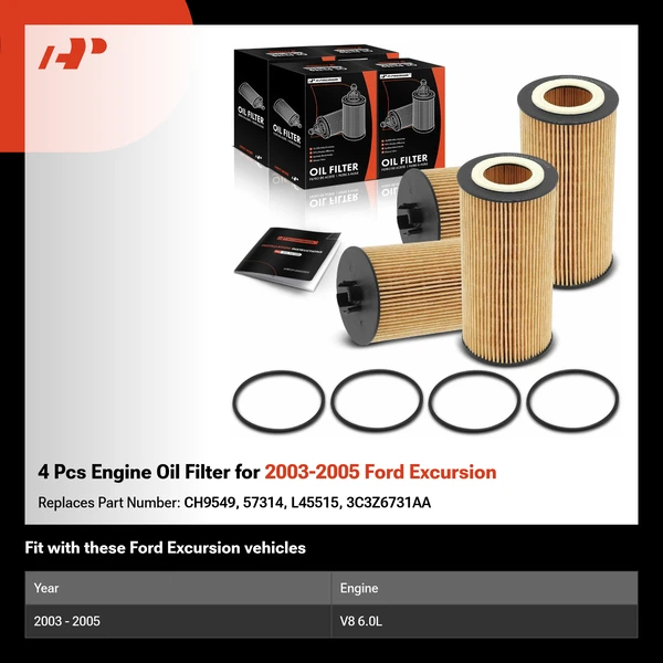 4 Pcs Engine Oil Filter for 2003-2005 Ford Excursion