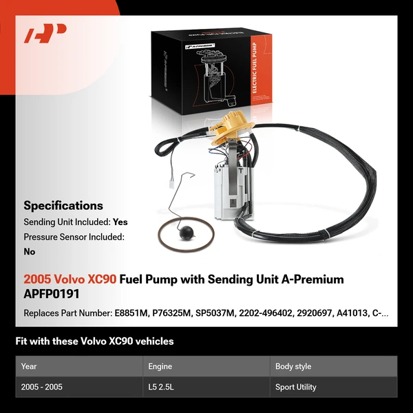 2005 Volvo XC90 Fuel Pump with Sending Unit A-Premium APFP0191