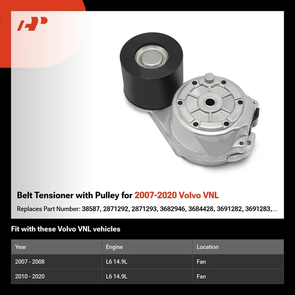 Belt Tensioner with Pulley for 2007-2020 Volvo VNL