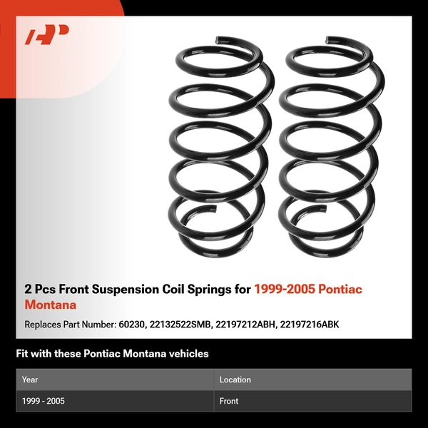 2 Pcs Front Suspension Coil Springs for 1999-2005 Pontiac Montana