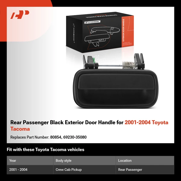 Rear Passenger Black Exterior Door Handle for 2001-2004 Toyota Tacoma