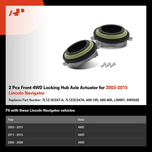 2 Pcs Front 4WD Locking Hub Axle Actuator for 2003-2015 Lincoln Navigator