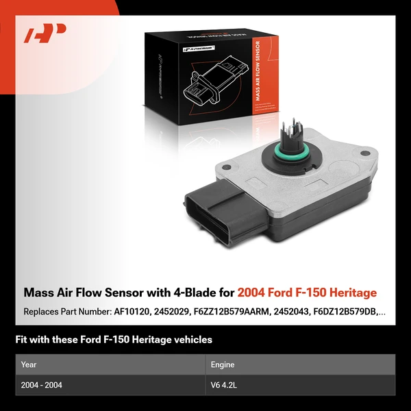 Mass Air Flow Sensor with 4-Blade for 2004 Ford F-150 Heritage