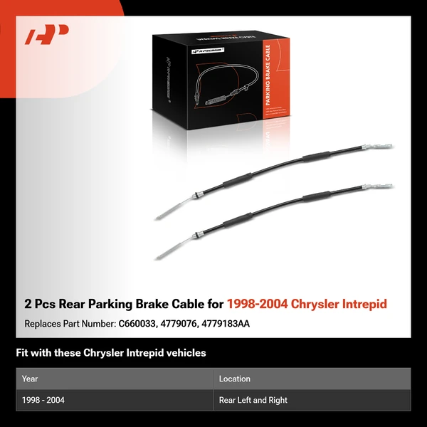 2 Pcs Rear Parking Brake Cable for 1998-2004 Chrysler Intrepid