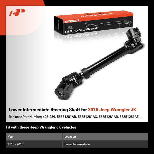 Lower Intermediate Steering Shaft for 2018 Jeep Wrangler JK