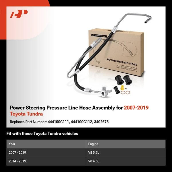 Power Steering Pressure Line Hose Assembly for 2007-2019 Toyota Tundra