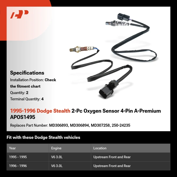 1995-1996 Dodge Stealth 2-Pc Oxygen Sensor 4-Pin A-Premium APOS1495