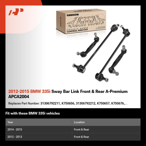 2012-2015 BMW 335i Sway Bar Link Front & Rear A-Premium APCA2004