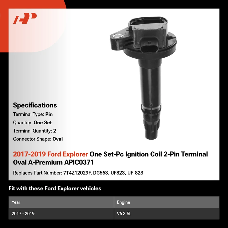 2017-2019 Ford Explorer One Set-Pc Ignition Coil 2-Pin Terminal Oval A-Premium APIC0371