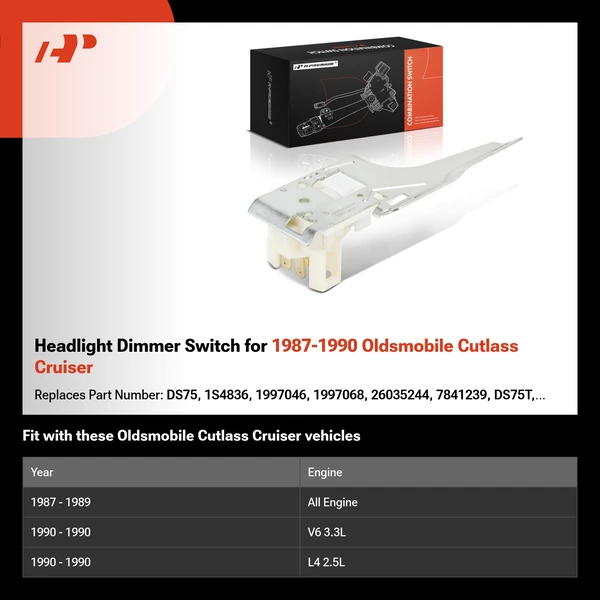 Headlight Dimmer Switch for 1987-1990 Oldsmobile Cutlass Cruiser
