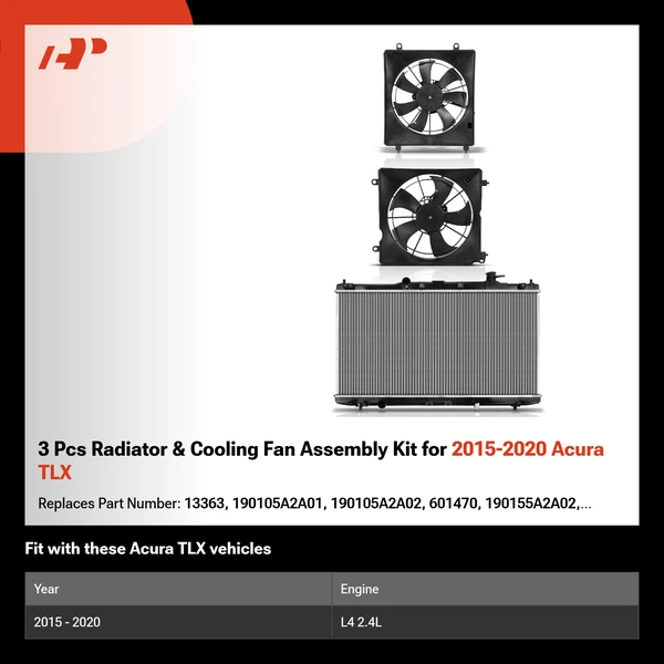 3 Pcs Radiator & Cooling Fan Assembly Kit for 2015-2020 Acura TLX