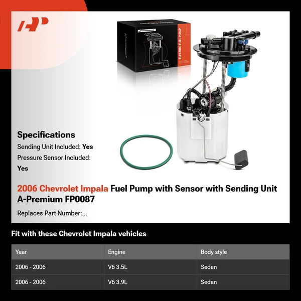 2006 Chevrolet Impala Fuel Pump with Sensor with Sending Unit A-Premium FP0087