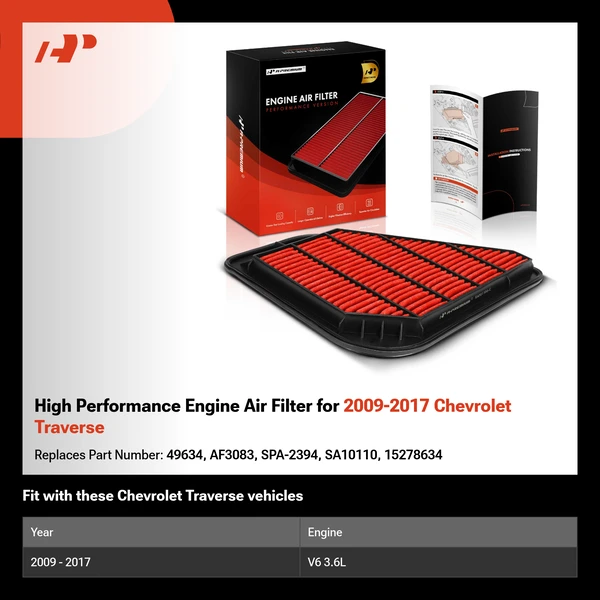 High Performance Engine Air Filter for 2009-2017 Chevrolet Traverse