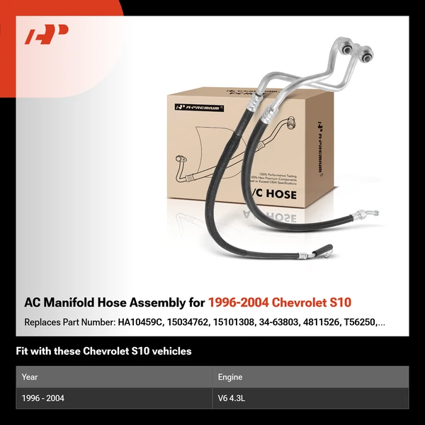 AC Manifold Hose Assembly for 1996-2004 Chevrolet S10