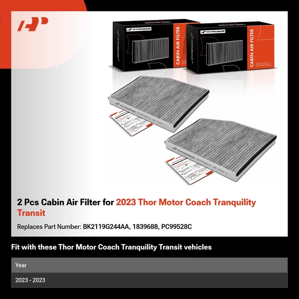 2 Pcs Cabin Air Filter for 2023 Thor Motor Coach Tranquility Transit