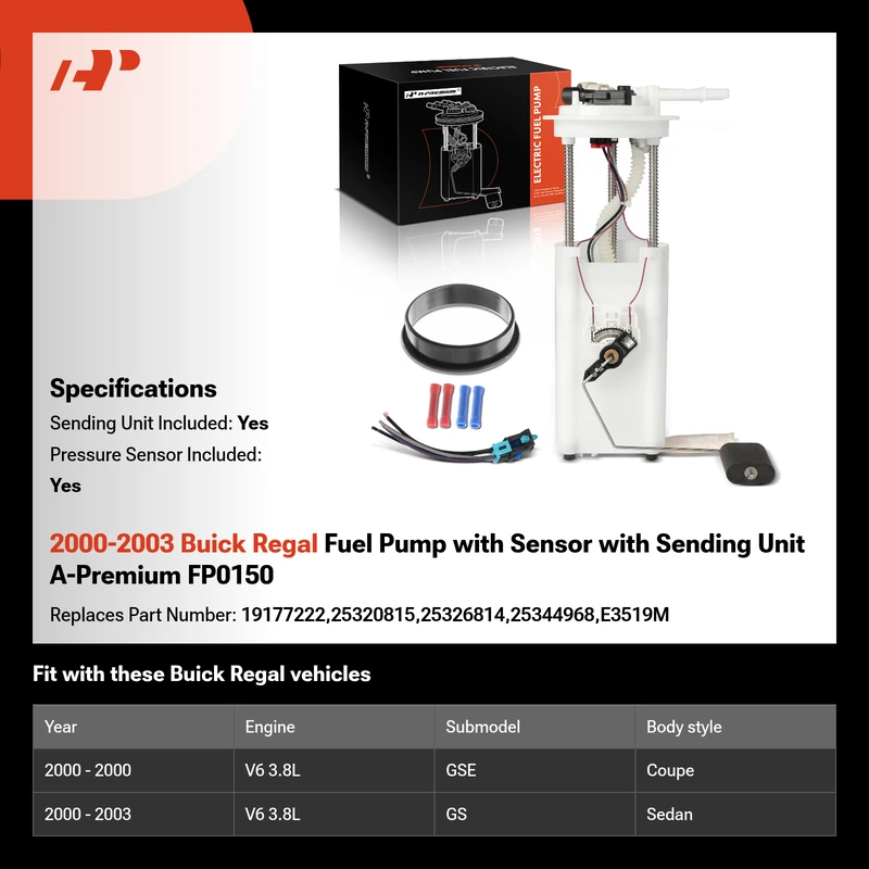 2000-2003 Buick Regal Fuel Pump with Sensor with Sending Unit A-Premium FP0150