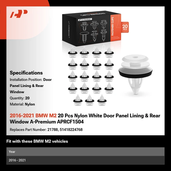 2016-2021 BMW M2 20 Pcs Nylon White Door Panel Lining & Rear Window A-Premium APRCF1504