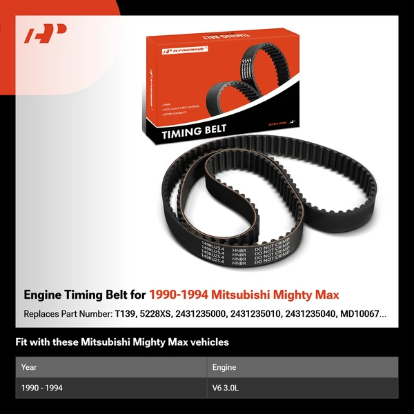 Engine Timing Belt for 1990-1994 Mitsubishi Mighty Max
