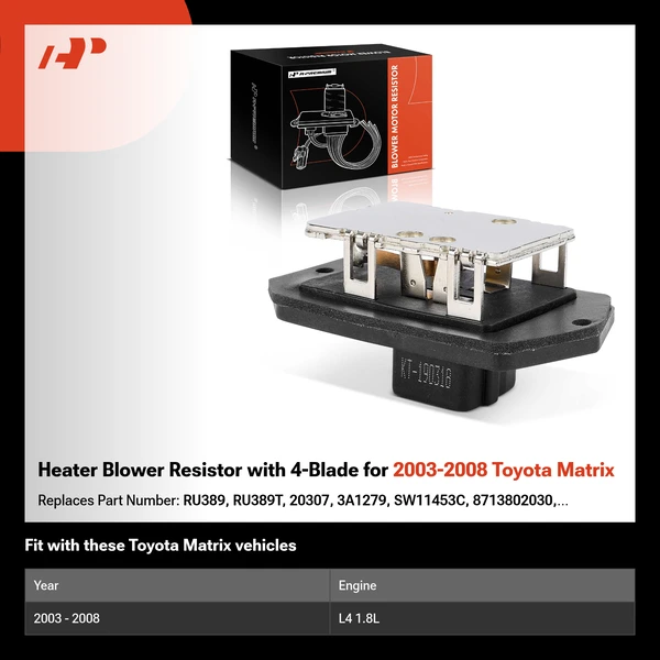 Heater Blower Resistor with 4-Blade for 2003-2008 Toyota Matrix