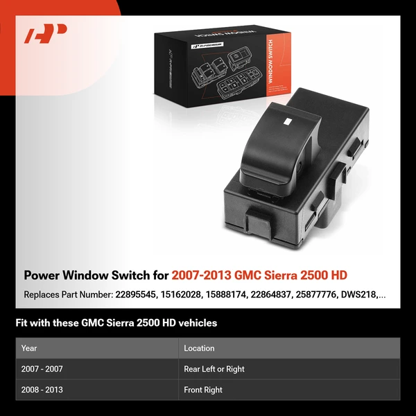 Power Window Switch for 2007-2013 GMC Sierra 2500 HD