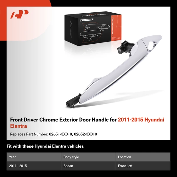 Front Driver Chrome Exterior Door Handle for 2011-2015 Hyundai Elantra