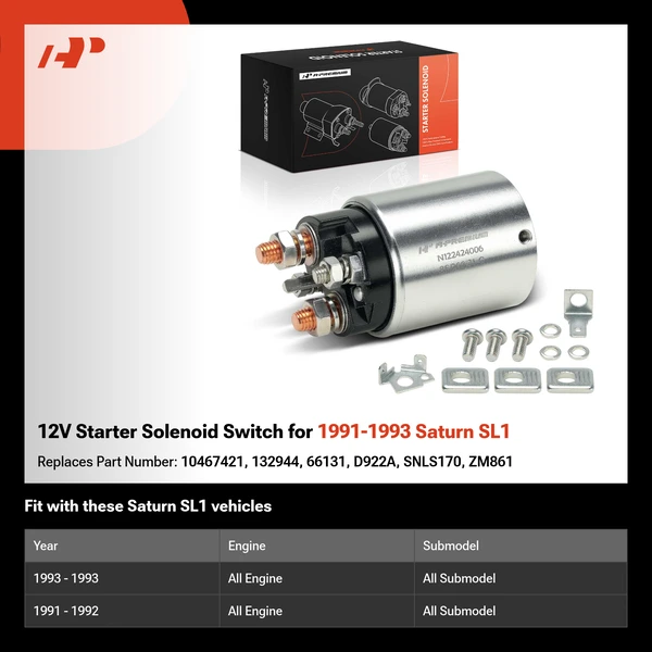 12V Starter Solenoid Switch for 1991-1993 Saturn SL1