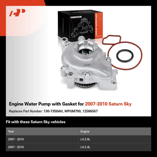 Engine Water Pump with Gasket for 2007-2010 Saturn Sky