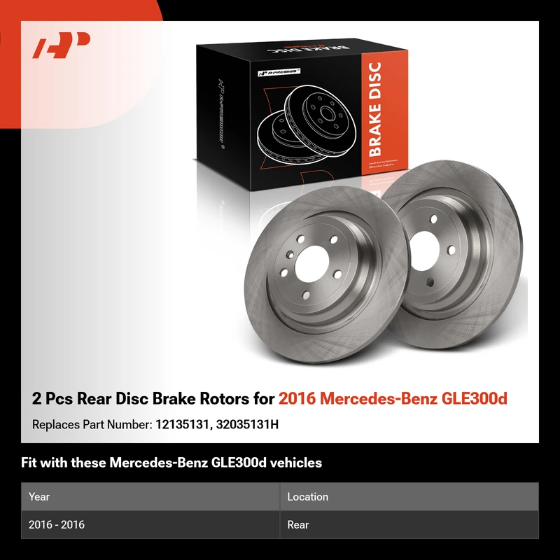2 Pcs Rear Disc Brake Rotors for 2016 Mercedes-Benz GLE300d