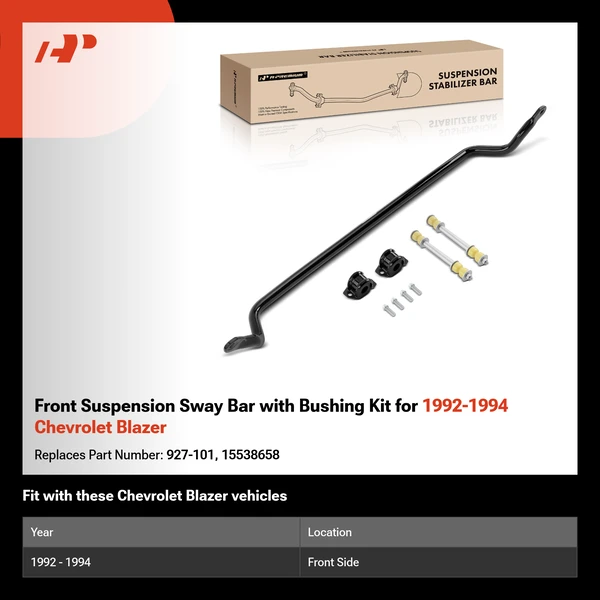 Front Suspension Sway Bar with Bushing Kit for 1992-1994 Chevrolet Blazer