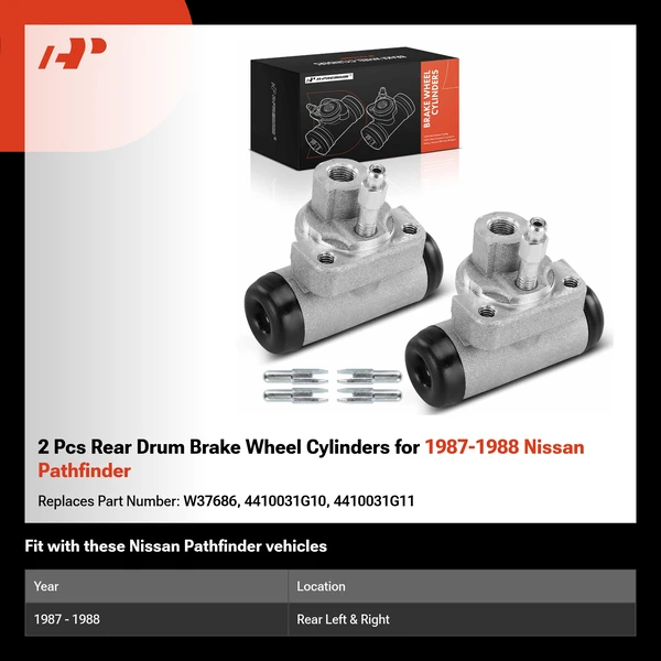 2 Pcs Rear Drum Brake Wheel Cylinders for 1987-1988 Nissan Pathfinder