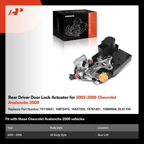 Rear Driver Door Lock Actuator for 2002-2006 Chevrolet Avalanche 2500