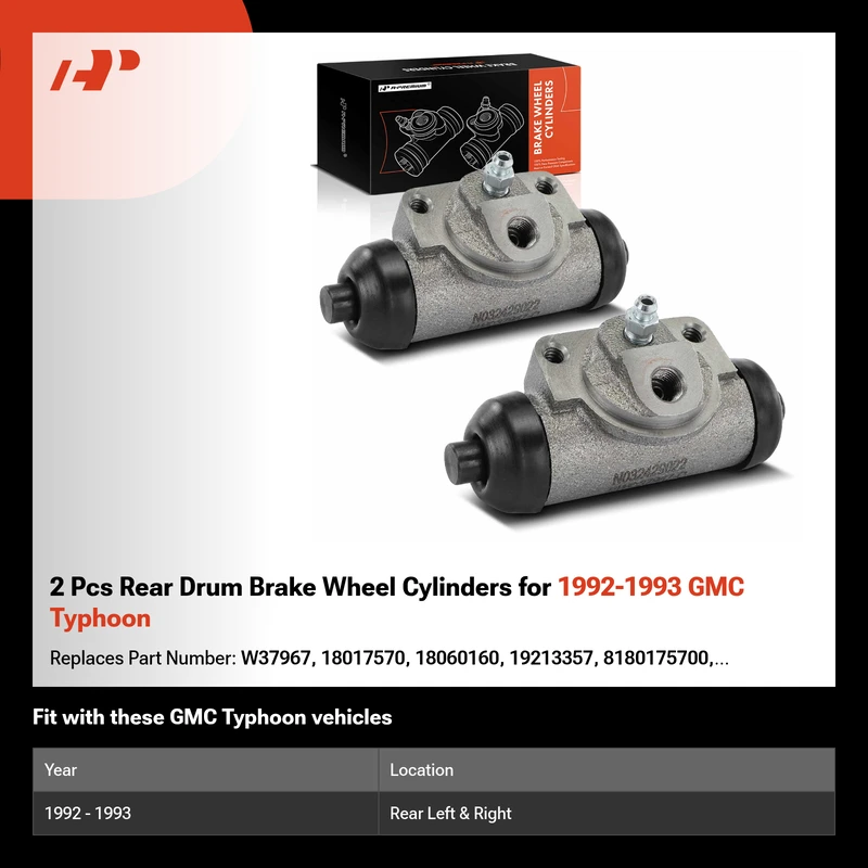 2 Pcs Rear Drum Brake Wheel Cylinders for 1992-1993 GMC Typhoon