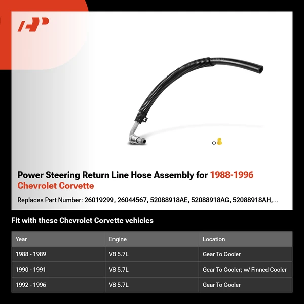 Power Steering Return Line Hose Assembly for 1988-1996 Chevrolet Corvette