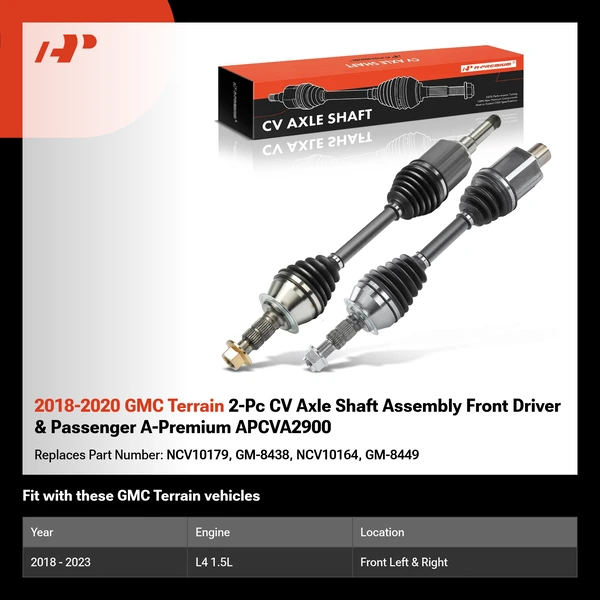 2018-2020 GMC Terrain 2-Pc CV Axle Shaft Assembly Front Driver & Passenger A-Premium APCVA2900
