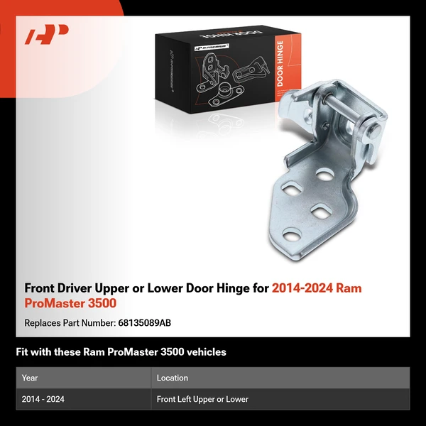 Front Driver Upper or Lower Door Hinge for 2014-2024 Ram ProMaster 3500
